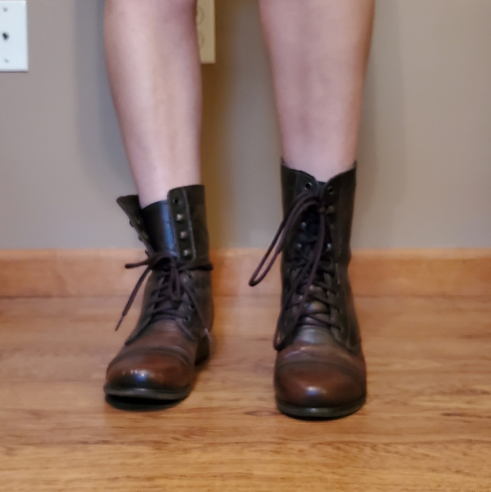 Brown leather combat boots!